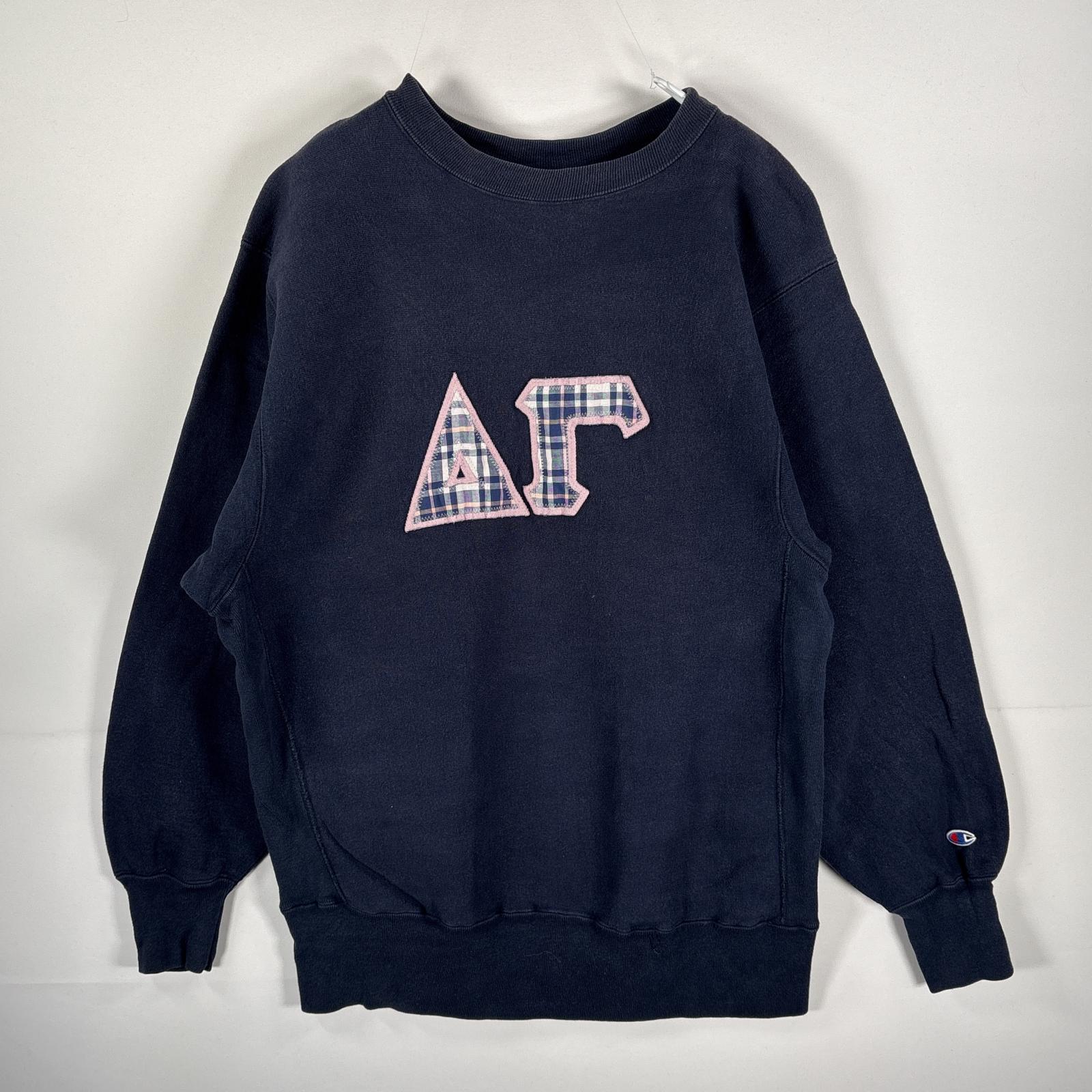 古着 90s/90年代 USA製 スウェット リバースウィーブ クルーネック 厚手 カレッジ XL ネイビー メンズ