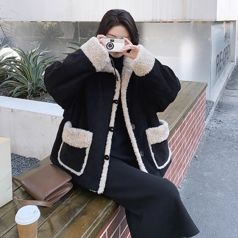 中綿ジャケット　裏起毛　冬アウター　レディース　ボアコート　韓国ファッション　厚手　極暖　ゆったり コーデュロイ-51