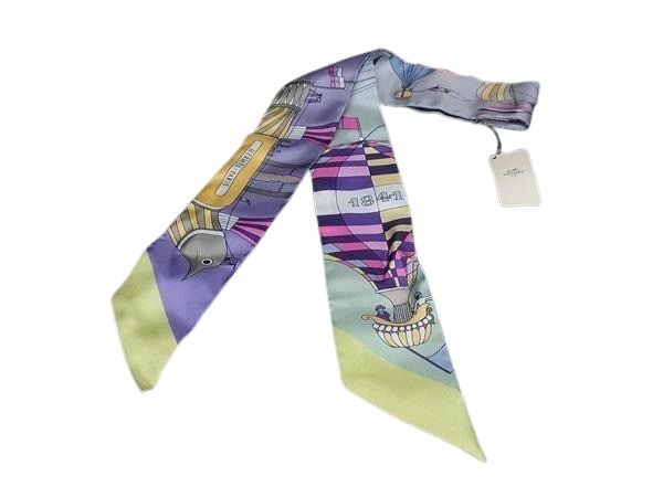 リボンスカーフ ツイリー シルク100% - LES FOLIES DU CIEL 大空の狂気 マルチカラー ブランド 高級 アクセサリー 大人可愛い プレゼント ギフト【本物保証】