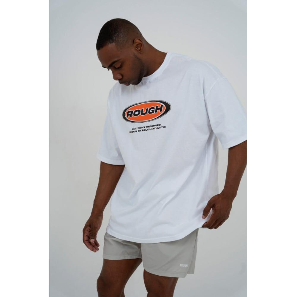 ラフアスレチックラウンドロゴ Tシャツ-ホワイト