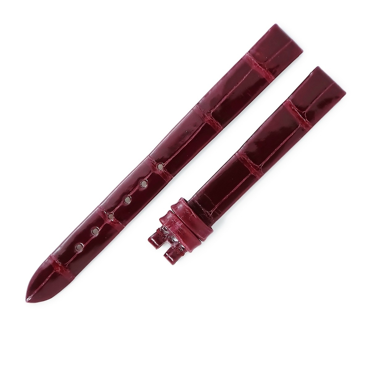 ショパール CHOPARD 腕時計パーツ 純正 クロコバンド クロコダイル ワインレッド 未使用 替え ベルト ストラップ 11ｍｍ シャイニー ワインレッド ボルドー 【中古】