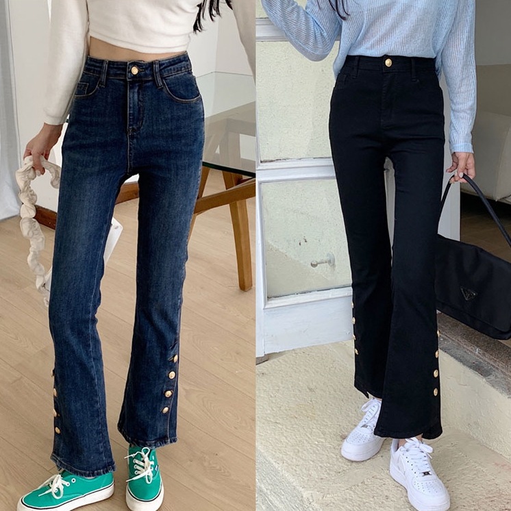 デニムフレアパンツ ボトムス パンツ デニムパンツ ロング ロング丈 フレア ハイウエスト デニム かわいい 大人可愛い きれいめ シンプル カジュアル 大人 上品 おしゃれ お洒落 大人可愛い