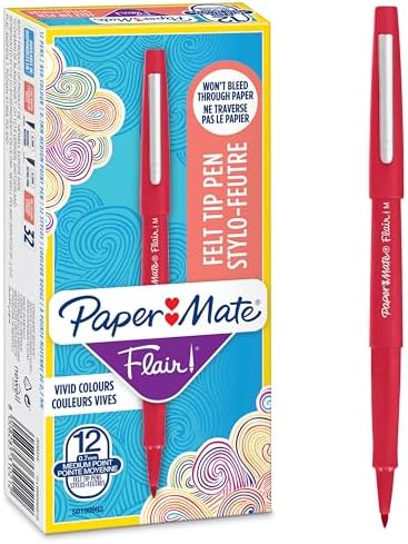 Papermate Flair Original FTP M Red (Box of 12) ペン (並行輸入品)