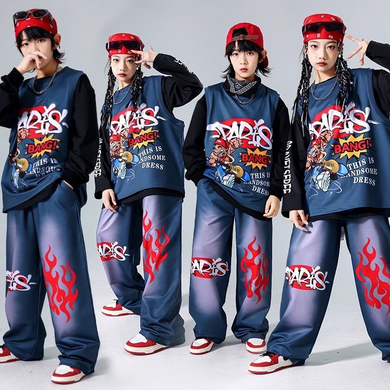 子供の街のダンスの公演服の男の子のヒップホップセットの子供のhiphop子供服の男の子のドラムは服装の潮を演じます
