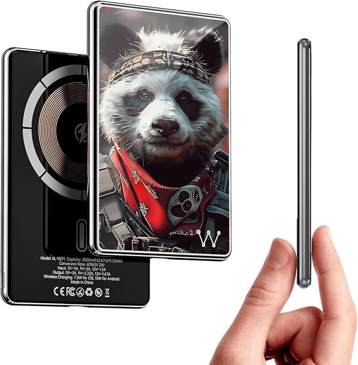 Magon モバイルバッテリー 軽量 6.8MM 薄型 マグネット式ワイヤレス充電 5000mAh PD20W USB-c出力 ワイヤレス出力 15W for LED残量表示(グリーン) 5,780円