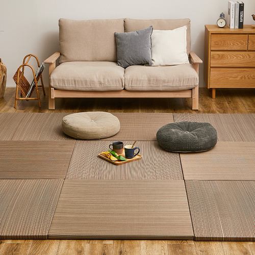 【メーカー直送品】萩原 【9枚組】置き畳 綾川 約82×82×2.5cm ブラウン