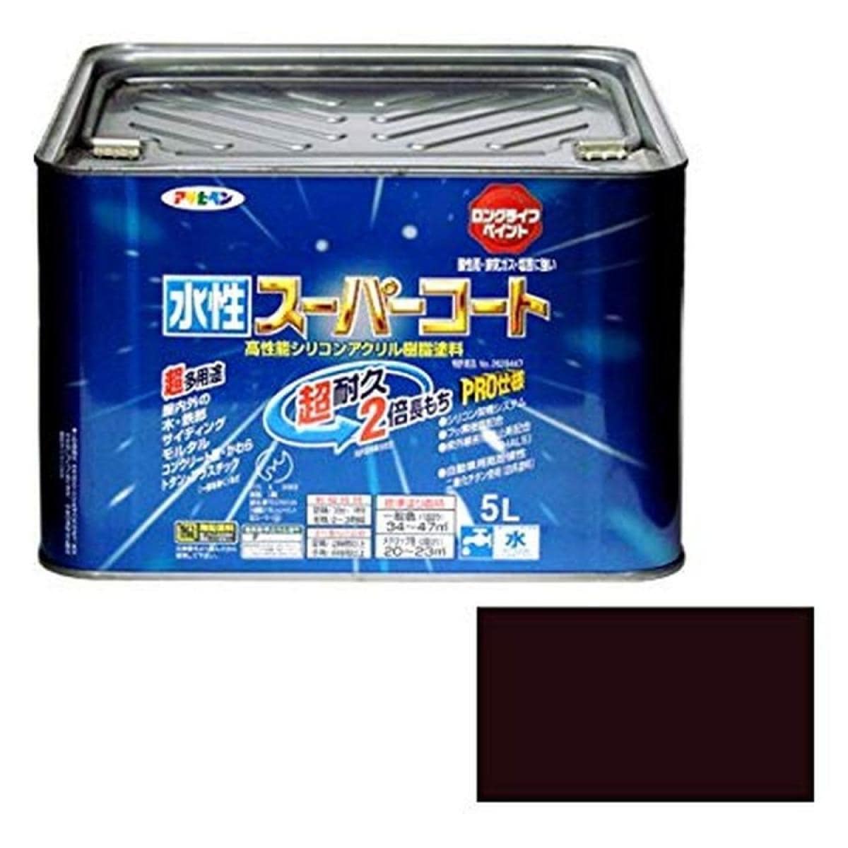 アサヒペン ペンキ 水性スーパーコート 水性多用途 こげ茶 5L