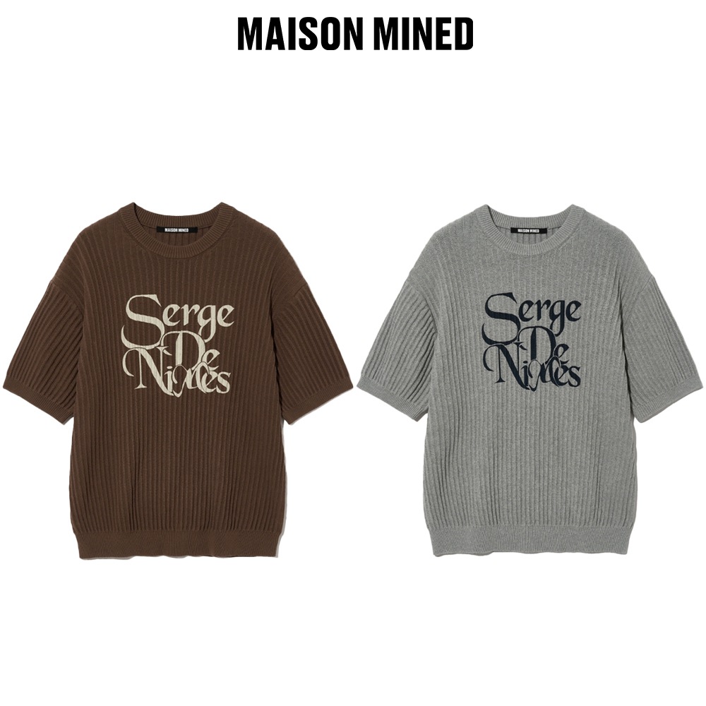 【MAISON MINED】 ORIGINE LETTERING HALF KNIT