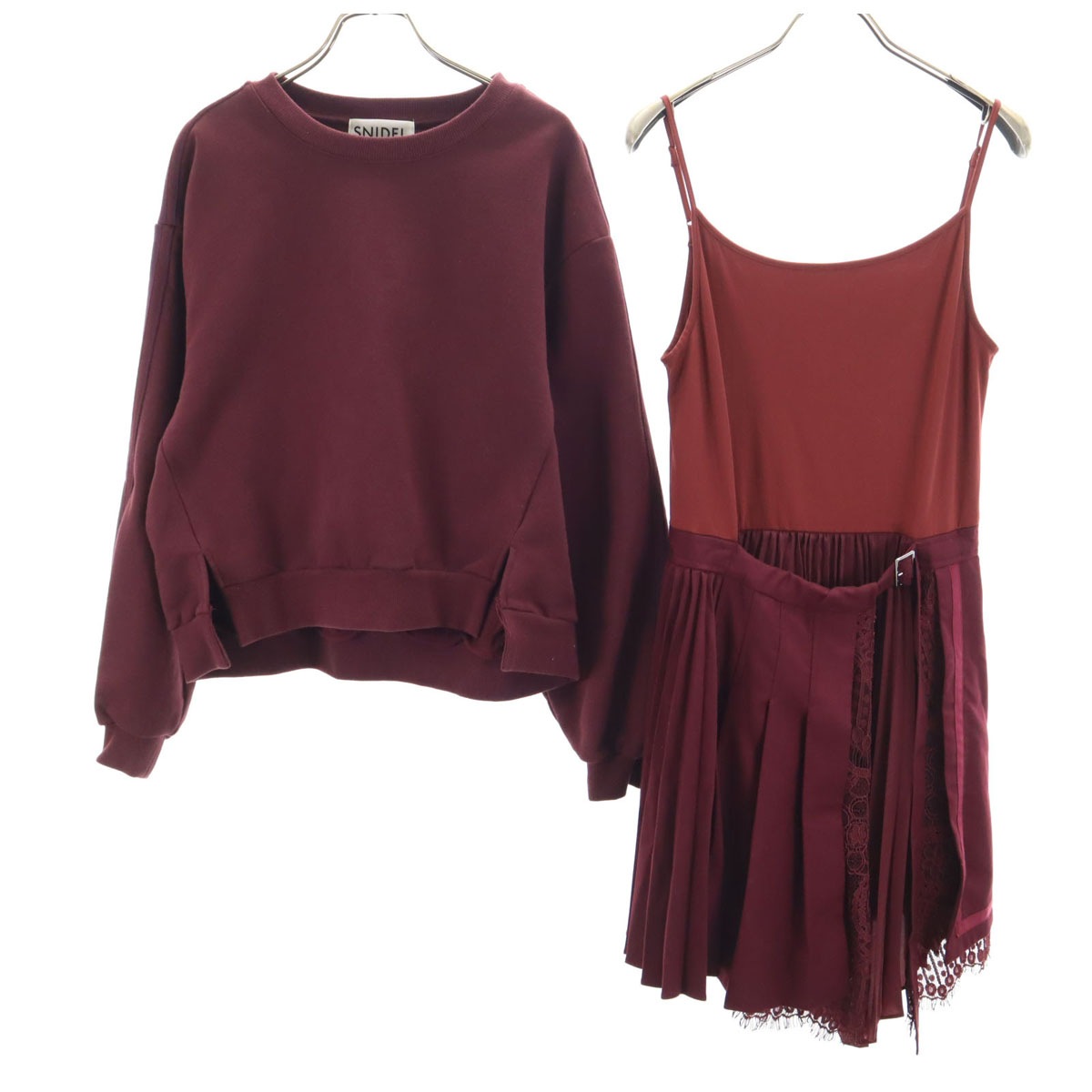 長袖 スウェットドッキング ワンピース パープル系 レディース 古着