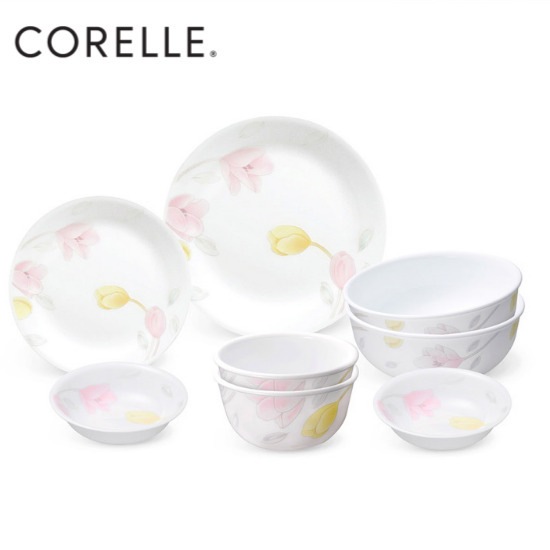 Corelleモクレンサークルプレートボウル食器ディナーウェアセット8P