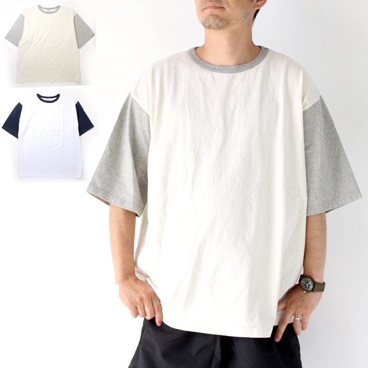 日本製 tシャツ 5分袖 大きいサイズ メンズ ワラワラスポーツ WALLA WALLA SPORT 2TONE 1/2 LOOSE BASEBALL TEE カットソー 5分袖 キャンプ ファッショ