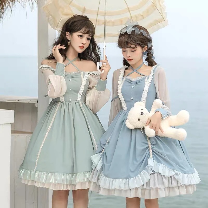 新作オリジナル高質ロリータワンピースと2色 二次元かわいい新作公主 かわいい ロリ学園祭 文化祭 ロリータゴスロリメイド服洋装 A24