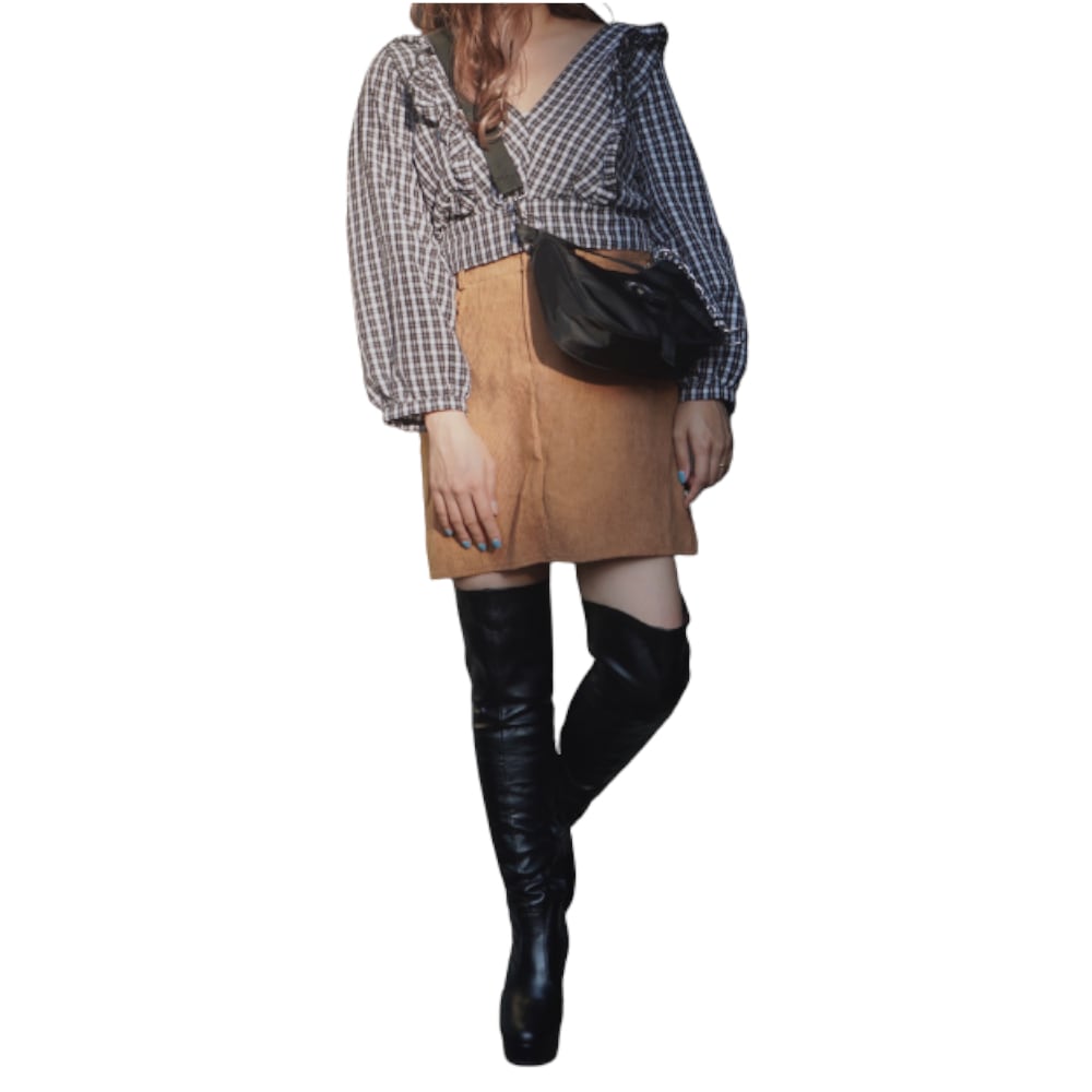 Monotone Check Back Ribbon Tops A,D,G レディース