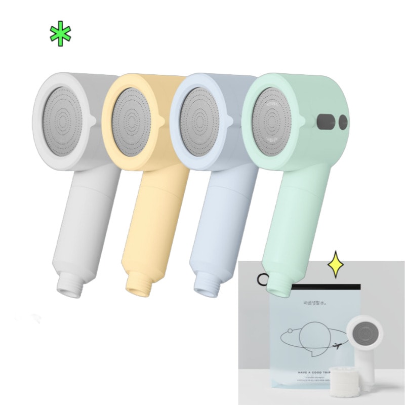 旅行用 ミニフィルターシャワー / (シャワーヘッド + フィルター + 携帯用ポーチ) / 旅行必需品 / 塩素除去シャワーヘッド