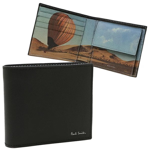 二つ折り財布 ブラック ブルー メンズ PAUL SMITH M1A4833 MBALLO 79 34,800円
