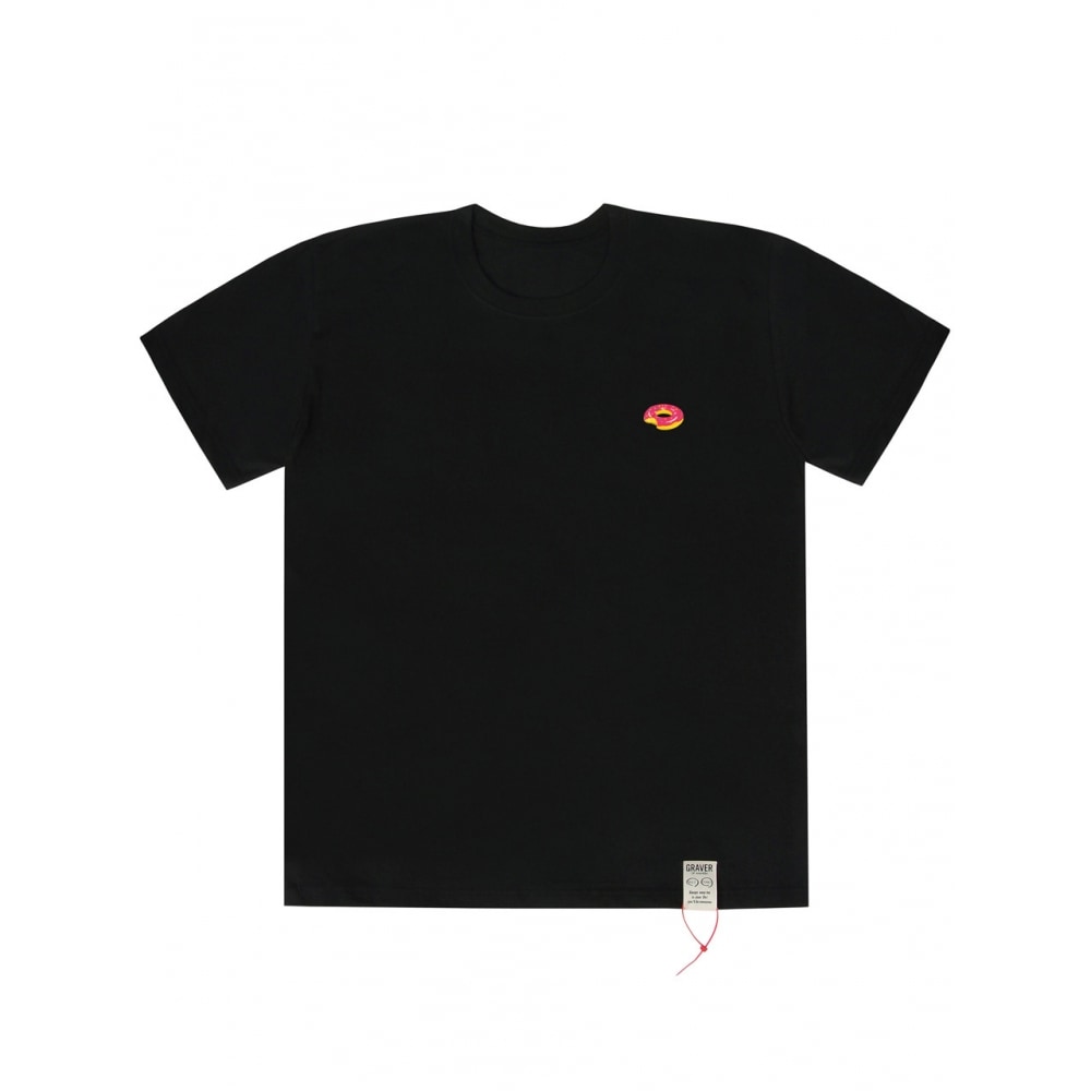 グレイバードーナツプリントショートスリーブ Tシャツブラック
