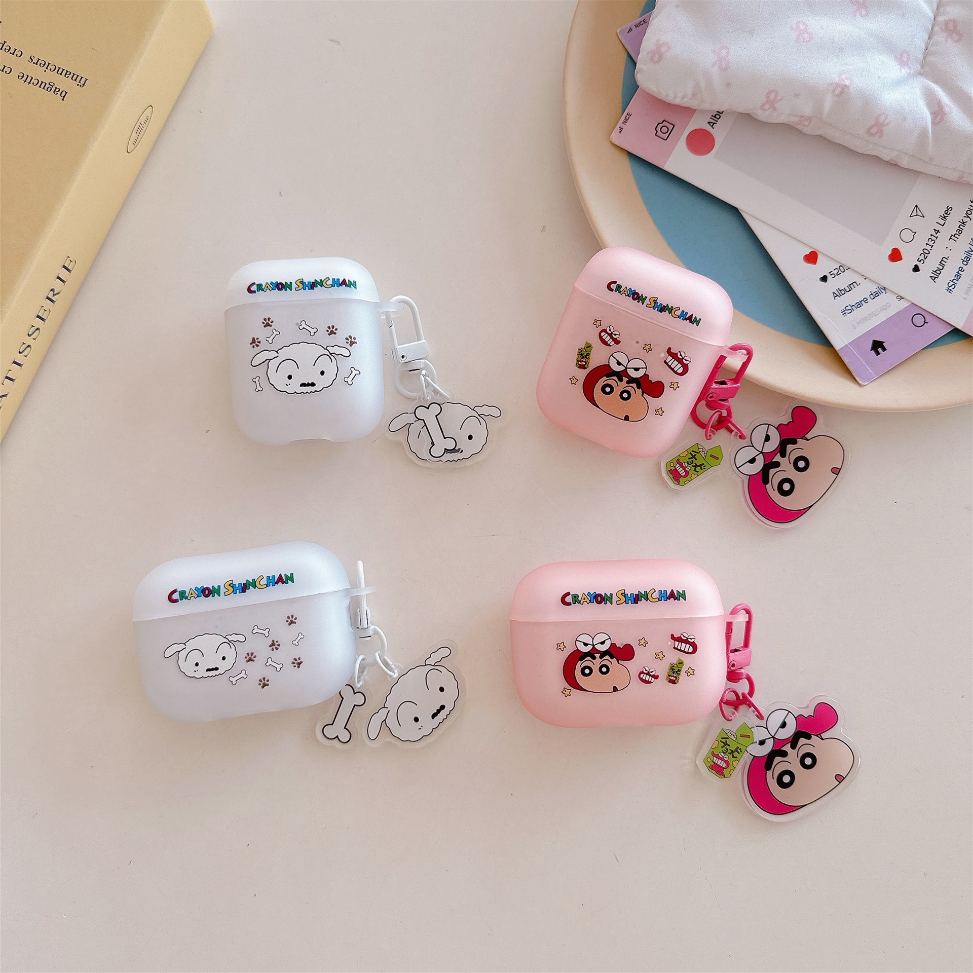 【20点セット】【送料無料】しんちゃんシロ適用airpods 4アップルBluetoothワイヤレスイヤホンカバー123代pro 2スクラブソフトでかわいい