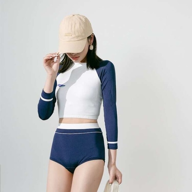 レディース 水着 スイムウェア ラッシュガード スポーツ 上下セット セパレート ライン フィットネス バイカラー