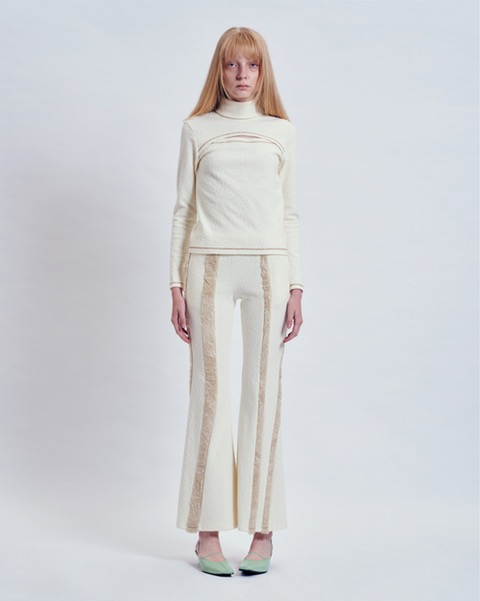 人気デザイナー Ivory Jacquard 22 SS Paneled Pants Flared ロングパンツ 人気デザイナー Ivory Jacquard 22 SS Paneled Pants Flared ロングパンツ