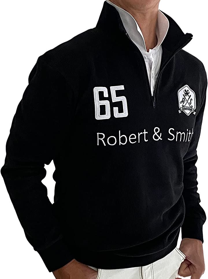 ロバートアンドスミス ゴルフ ウエア 防寒 セーター カチオン糸使用 メンズ 黒( ブラック, M)