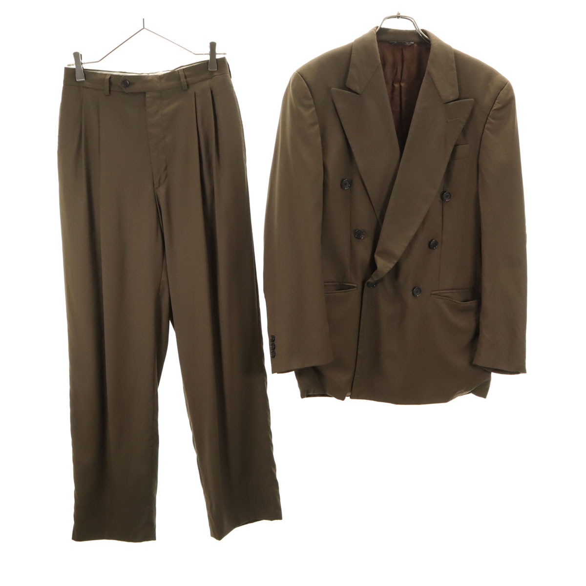 イタリア製 ウールブレンド スーツ 上下セットアップ ブラック メンズ 古着