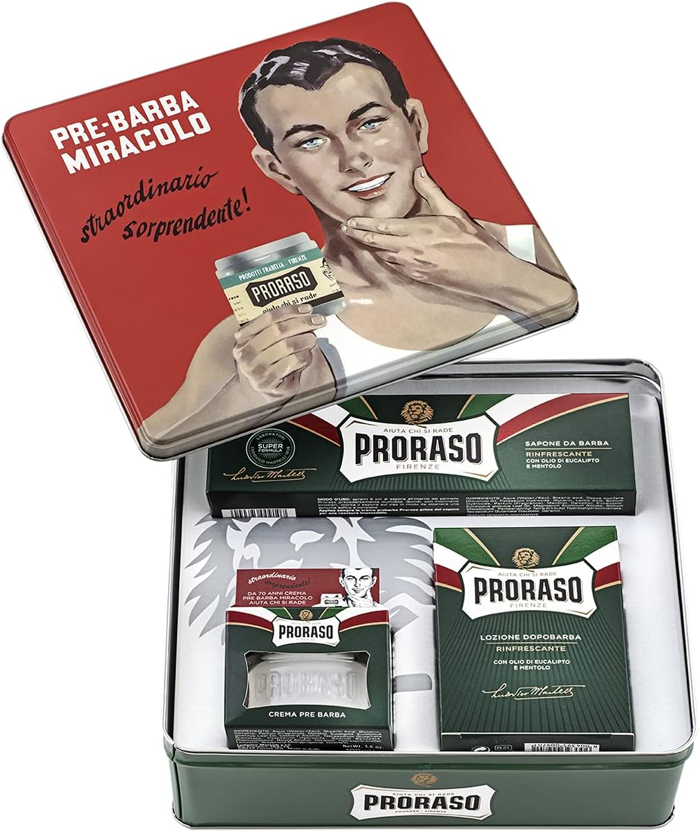 PRORASO (ポロラーソ) ヴィンテージセレクション ジーノ シェービング ギフトセット 髭剃り キット イタリア製 3個アソート