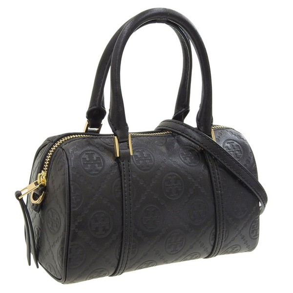 トリーバーチ バッグ レディース 2WAY ショルダーバッグ レザー ブラック T MONOGRAM LEATHER PETTIE MINI BARREL BAG 164873-001 TORY BU