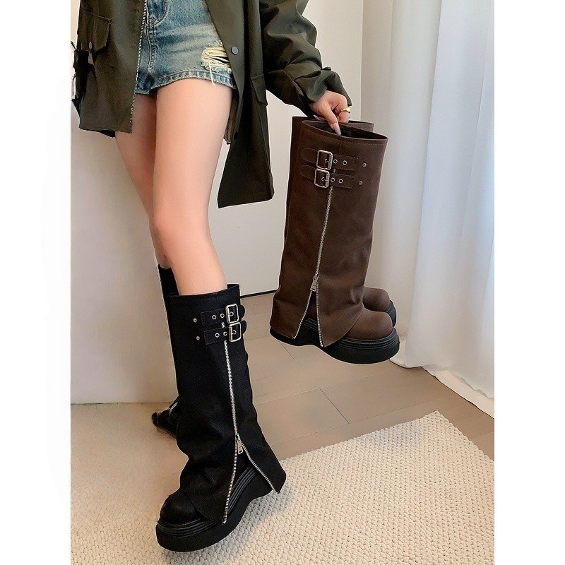 パンツブーツ 厚底 2026新作 太腿 ロングブーツ ライダーブーツ 身長詐欺ブーツ ロングブーツ