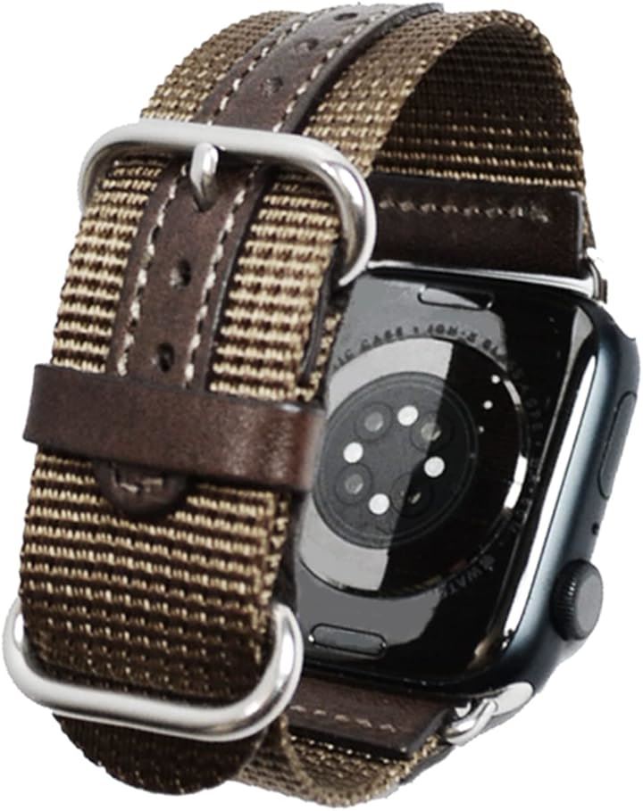 atelierCODEL アップルウォッチ バンド 職人が付け心地を追求 apple watch 対応(カーキオリーブ（穴革補強バージョン）, 44mm/45mm/46mm/49mm)