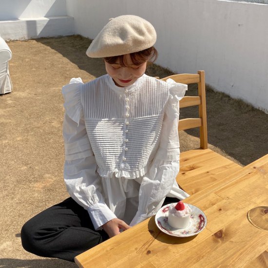 ブラウス レディース 白 長袖 トップス シャツ 秋 秋新作 ボリューム袖 プリーツ 切替 長袖ブラウス 長袖シャツ カジュアル フェミニン ふんわり オフィス スタンドカラー ストラップ