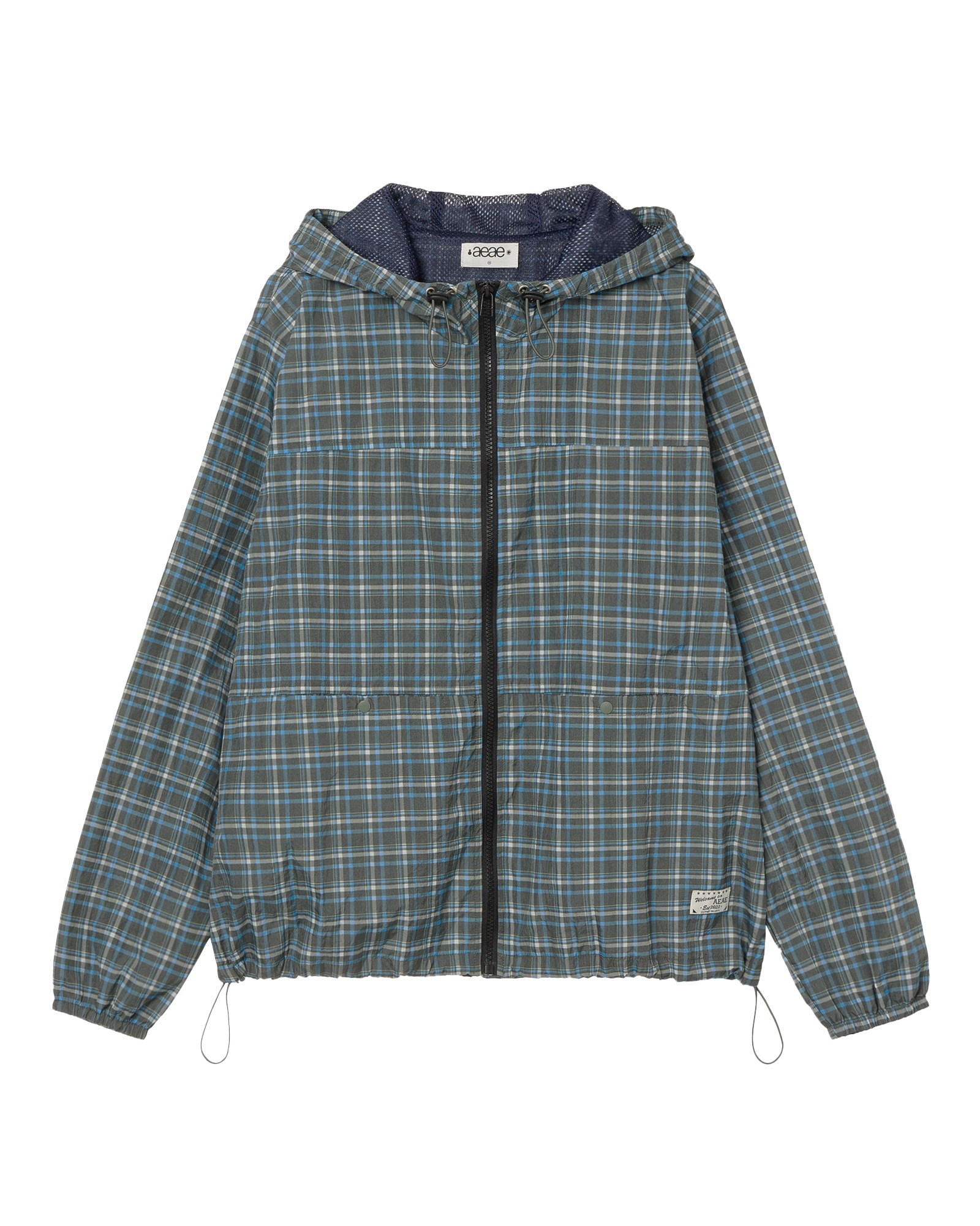 【aeae】 CHECK HOOD JUMPER : NAVY