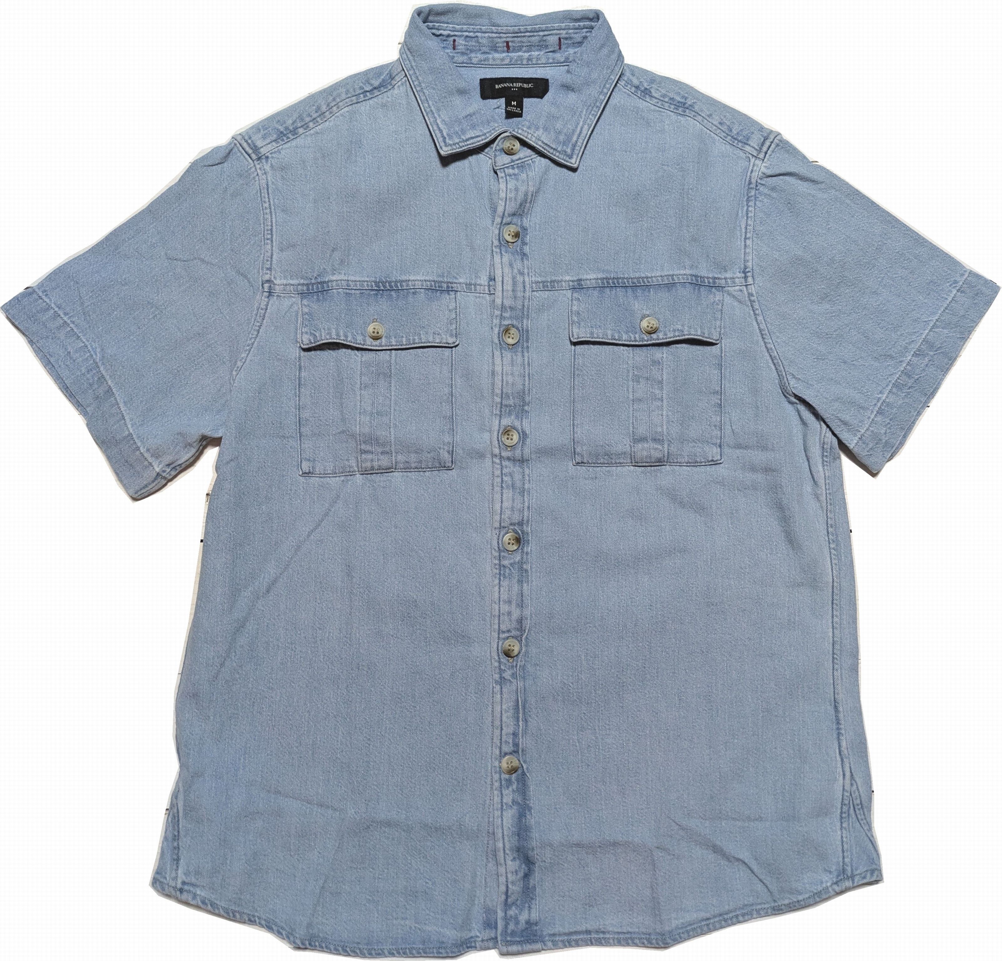 半袖 デニムシャツ ブルー メンズ BANANA REPUBLIC 026