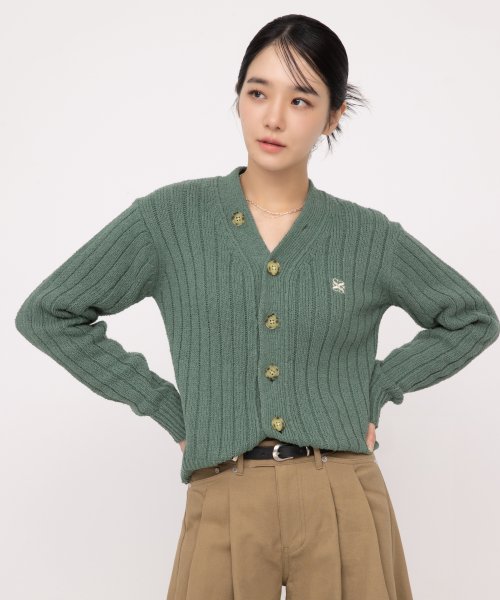[세터] (W) ファロ オーバーサイズ ブクル カーディガン ( Sage Green )