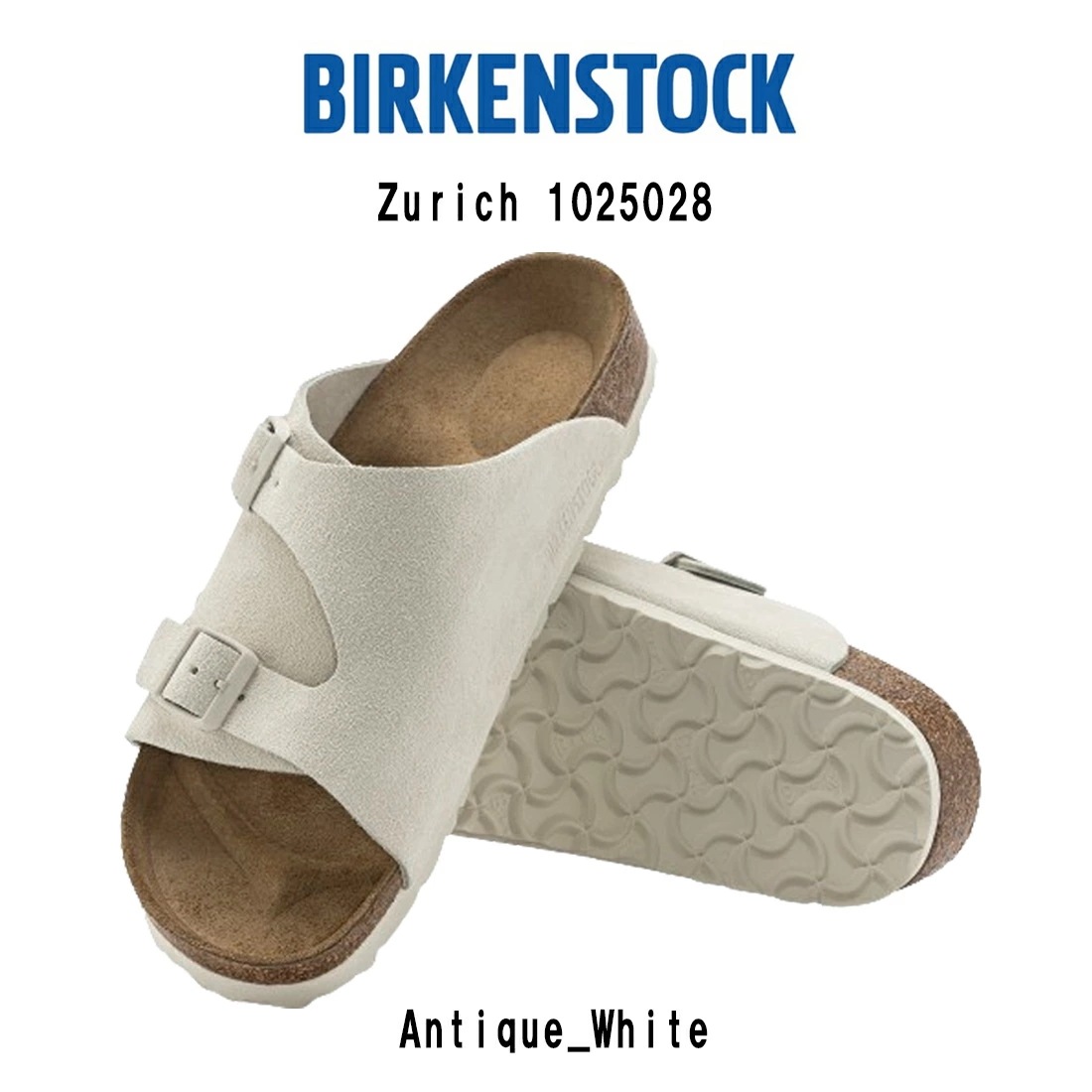 BIRKENSTOCK チューリッヒ スエード レザー サンダル ストラップ ベルト ホワイト シューズ ユニセックス ビルケン レギュラー 1025028