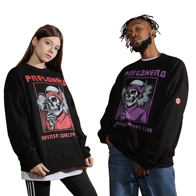 スケルトン タバコ 印刷 スウェᆺシャツ