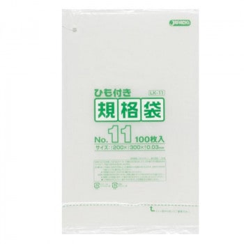ジャパックス LD規格袋 厚み0.030mm No.11 ひも付き 透明 100枚×10冊×6箱 LK11
