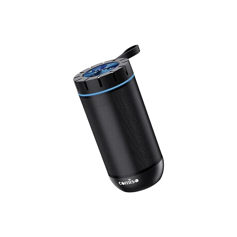 COMISO Bluetooth スピーカー ポータブルスピーカー 防水防塵 24時間連続再生 マイク内蔵【重低音 十分な音質】15W出力 小型 軽量 TWS対応 車載/pc用/スマホ/LEDライト