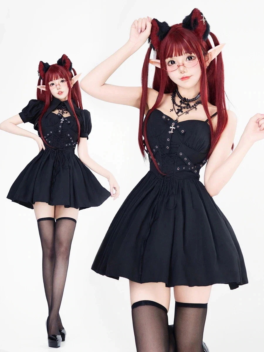 今年人気爆発中コスプレドレス ロリータハロウィン仮装 ハロウィン 衣装ダークゴシック風サブカルロリータギャル甘クールY 2 Kパンクワンピース演出服 46aa548 19,743円