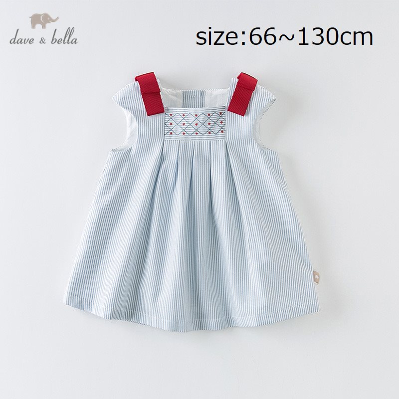 直輸入正規品dave and bella 73130cm ワンピース ストライプ リボン ブルーノースリーブ 女の子 夏