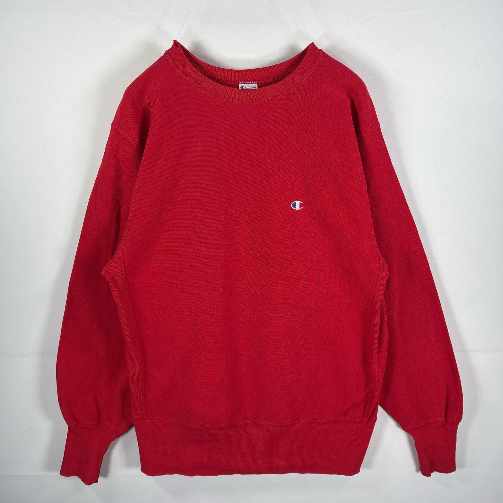 古着 90s/90年代 USA製 スウェット リバースウィーブ オリジナル 長リブ ワンポイント刺繍ロゴ LARGE レッド メンズ 9,636円