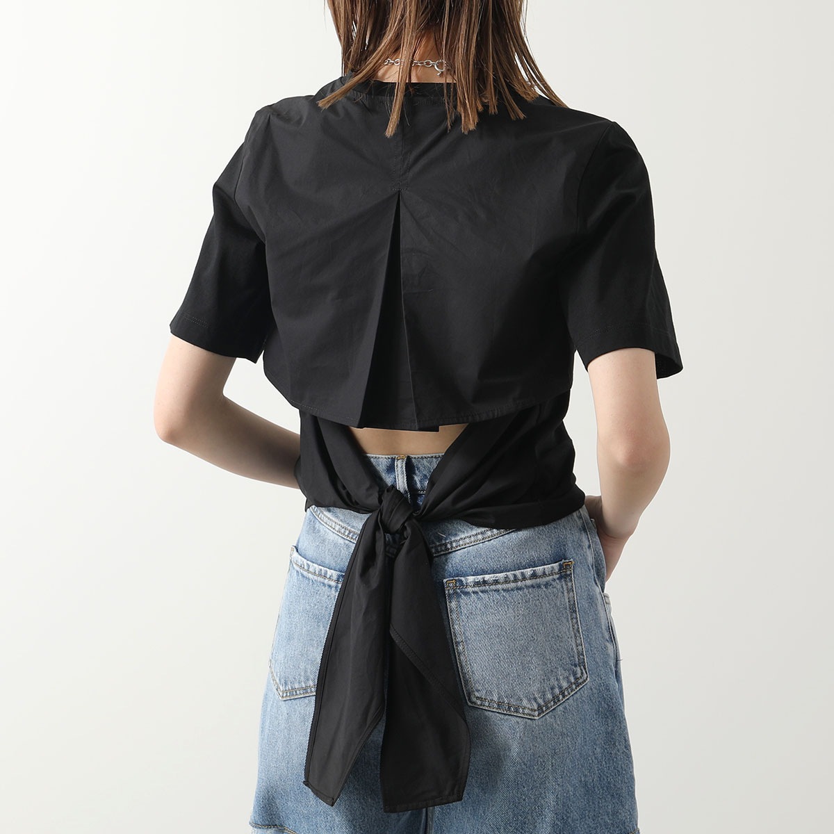 MEIMEIJ メイメイジェイ カットソー M4EX13 レディース 半袖 クルーネック バックシャン リボン コットン Tシャツ 100