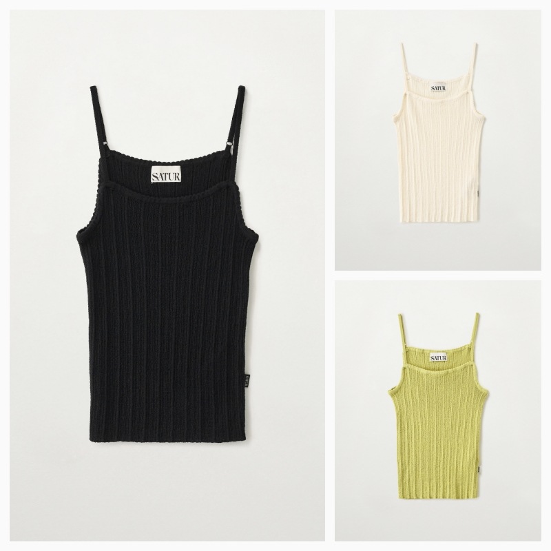 【SATUR】26SS (W) RIBBED KNIT SLEEVELES : 3COLORS