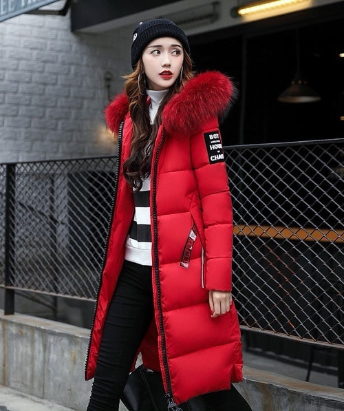 5231.ファーフード付きダウンコート（レッド）2019 春夏 sale 春夏 sale アウター ジャケット 美ライン おしゃれ きれいめ オフィス ビジネス お出かけ パーティー 女子会 普段使い