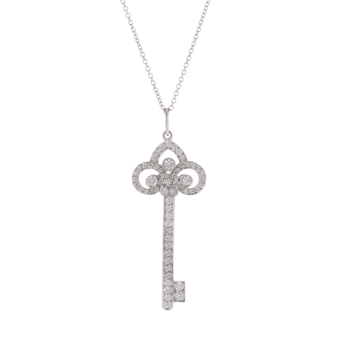 フルールドリスキーペンダント 鍵モチーフ レディース Pt950プラチナ ネックレス Aランク 中古 銀蔵