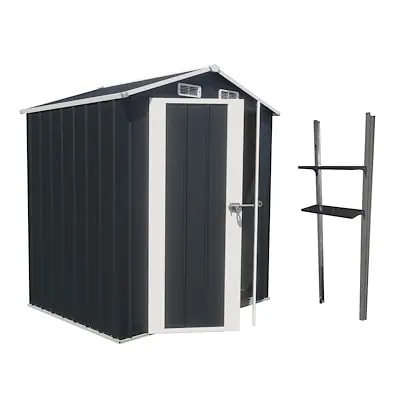 【国内即日発送】【可動棚付き】物置 屋外 スチール 倉庫 床材補強フレーム付き 戸外収納庫 幅173*奥行き107*高193 物置き おしゃれ 収納庫 屋外物置 防さび ベランダ 防水 ドア スチール