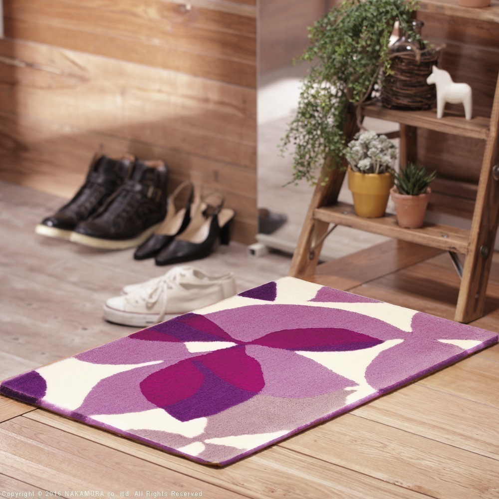 玄関マット ラグ 洗える おしゃれ 北欧 リーフ柄 滑り止め さらりと心地よい肌触り 80x50cm