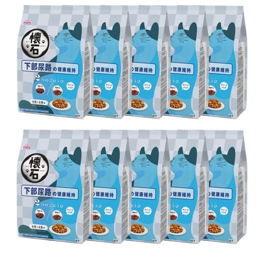 ペットライン 懐石 2つのごほうび 下部尿路の健康維持 キャットドライ 総合栄養食 【国産/小分け】 600g 10袋 (ケース販売)