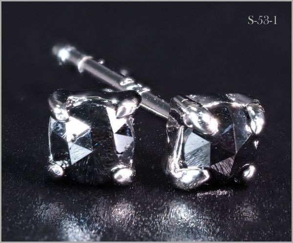天然 ブラック ダイヤモンド ピアス No.S-53-1 刻印有