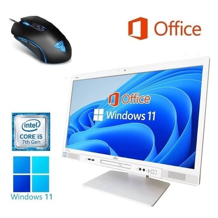 【サポート付き】富士通 K557 Windows11 大容量メモリー:16GB 大容量SSD:1TB Office2019 Core i5 & 最新版 ゲーミングマウス X9 USB有線