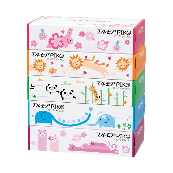 カミ商事 エルモアピコティシュー ゆるあにまる 160組／箱 1セット（60箱：5箱x12パック）